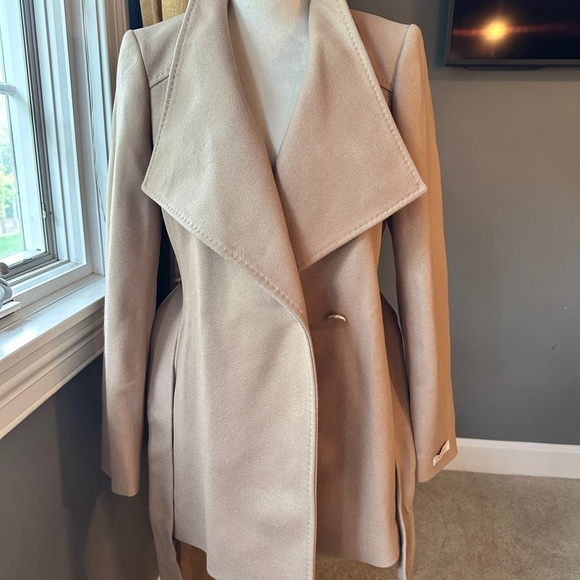 NWT Ted Baker London Wool Cashmere Blend Camel/Tan Wrap Coat w/Belt, Size 2 - Picture 3 of 16